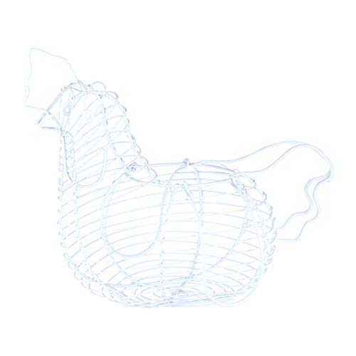 Cabilock Canasta de Huevos de Alambre de Metal Soporte de Huevo Canasta de Almacenamiento de Huevos Canasta de Hierro de Pollo Sostiene para Granja Rústica Cocina Mostrador Blanco