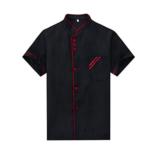 Cabilock Uniforme de Chef Negro Abrigo de Chef de Manga Corta Chaqueta de Trabajo de Chef de Cocina Restaurante Servicio de Catering Ropa de Uniforme Talla M