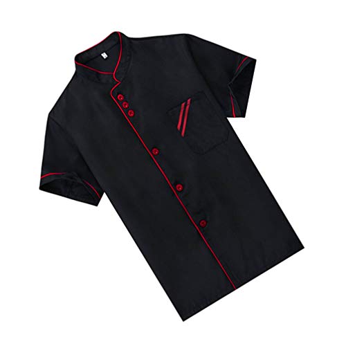 Cabilock Uniforme de Chef Negro Abrigo de Chef de Manga Corta Chaqueta de Trabajo de Chef de Cocina Restaurante Servicio de Catering Ropa de Uniforme Talla M