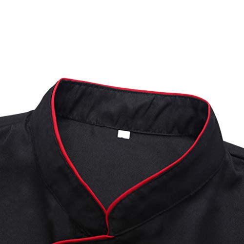Cabilock Uniforme de Chef Negro Abrigo de Chef de Manga Corta Chaqueta de Trabajo de Chef de Cocina Restaurante Servicio de Catering Ropa de Uniforme Talla M