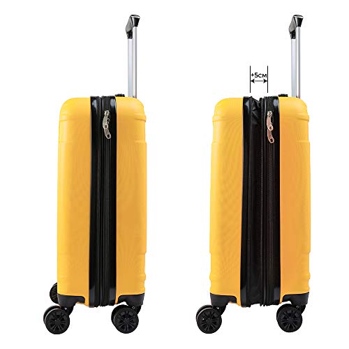 Cabin Max Velocity - Maleta para Equipaje de Cabina Ligera | Trolley de ABS con Ruedas de 55 x 40 x 20 cm Extensible a 55 x 40 x 25 cm Aprobado para Vuelo en Ryanair, EasyJet, BA (Amarillo Toscano)