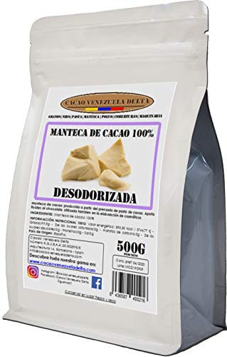Cacao Venezuela Delta · Manteca De Cacao 100% · Desodorizada · 500g - Calidad Extra
