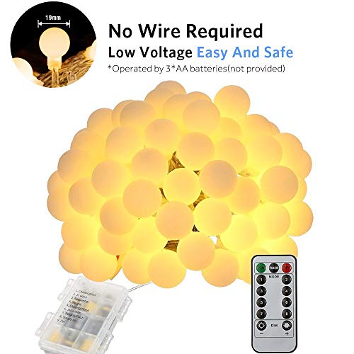 Cadena de Luces Guirnalda de Luces 5M 50LED Impermeable con Controlador Remoto 8 Modos de Luz Blanca Cálida para Jardines Casas Patios Bodas Fiesta de Navidad