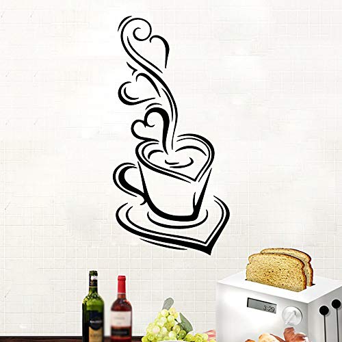 Cafe decoración del hogar Vinilo Etiqueta de la Pared Restaurante Decorado con Negro XL 58cmX28cm