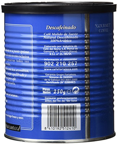 Café Fortaleza Café Molido Descafeinado Supremo - 250 gr - [Pack de 3]