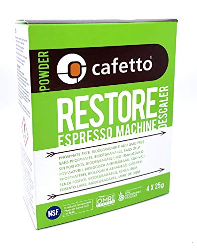 Cafetto restaurar orgánico descalcificador – Máquina de café polvo de limpieza, 4 paquetes de un solo uso