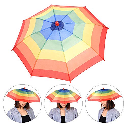 CAILI Sombrero para Sombrilla,Paraguas de Cabeza para el Sol y la Lluvia,Sun Rain Rainbow Sombrero para el Sol y la Lluvia, para Golf, Pesca y Acampada (3 pcs)