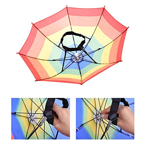 CAILI Sombrero para Sombrilla,Paraguas de Cabeza para el Sol y la Lluvia,Sun Rain Rainbow Sombrero para el Sol y la Lluvia, para Golf, Pesca y Acampada (3 pcs)