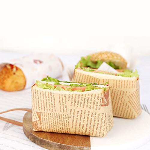 cailiya 100 Hojas Papel para Envolver Alimentos, Papel Encerado Impermeable a Prueba de Aceites, Envoltorio para Regalos, Manualidades, Pasteles, Queso, Turrón, Chocolate - 36 x 26 cm