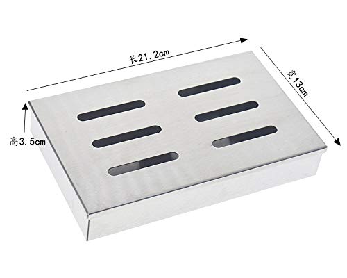 Caja Ahumadora de Acero Inoxidable , Parrilla a la Barbacoa Para Barbacoas Maderas Chips, Para Grill Para Parrilla de Gas,Las Verduras y la Carne Aportan el Sabor Tradicional a la Barbacoa.