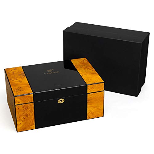 Caja de cigarros - humidor de cigarros portátil Humedad Constante humidificado Cedro Cubano Caja de cigarros (Color : Negro)