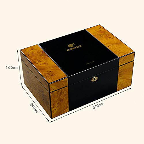 Caja de cigarros - humidor de cigarros portátil Humedad Constante humidificado Cedro Cubano Caja de cigarros (Color : Negro)