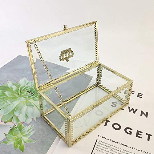 Caja de cristal para anillos de boda, joyero, diseño de flor eterna, geométrica nórdica, transparente, decoración creativa