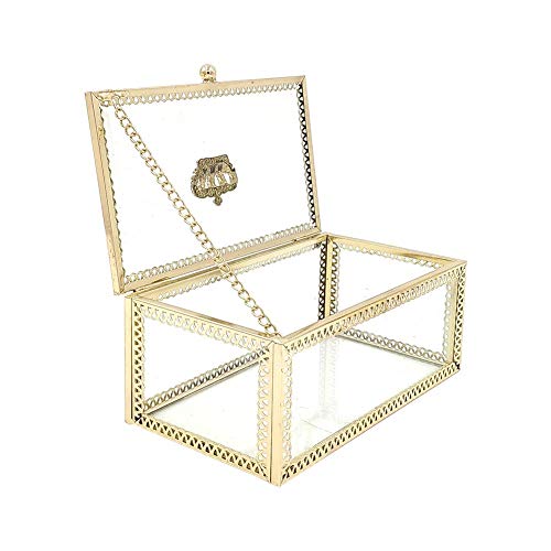 Caja de cristal para anillos de boda, joyero, diseño de flor eterna, geométrica nórdica, transparente, decoración creativa