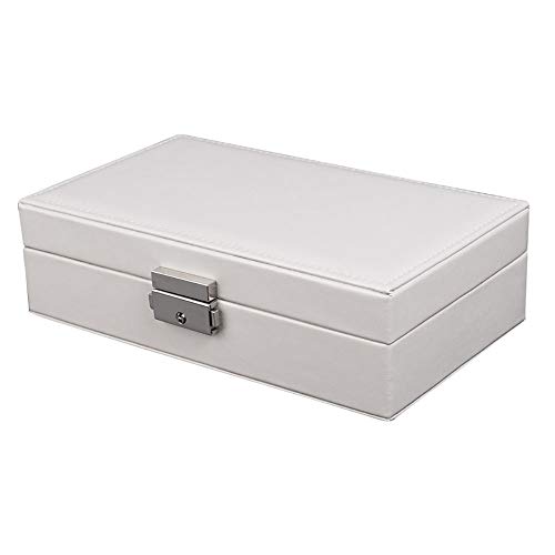 Caja de Joyería de Mujer De Cuero Joyero De Almacenamiento Portátil Regalos Anillo De Collar De Alquiler De Las Mujeres Almacenamiento de Maquillaje y Accesorios ( Color : Blanco , Size : Free size )