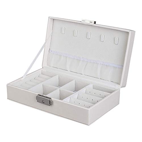 Caja de Joyería de Mujer De Cuero Joyero De Almacenamiento Portátil Regalos Anillo De Collar De Alquiler De Las Mujeres Almacenamiento de Maquillaje y Accesorios ( Color : Blanco , Size : Free size )