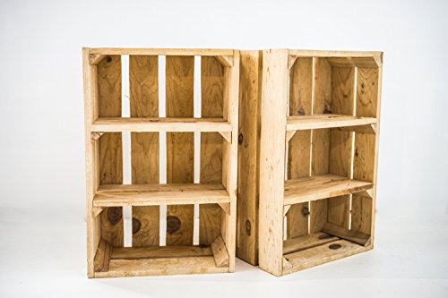 Caja de Madera Fruta con Estantes Sam, Madera Natural, Medidas 50x40x16cm. Incluye Imán Personalizable de Regalo
