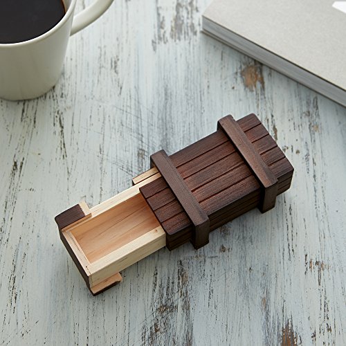 Caja regalo mágica de madera oscura - El original – Juego de ingenio – Caja regalo - 10,5 cm x 6,5 cm x 4 cm