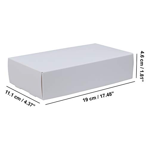 Cajas Cartón kraft Blancas (Pack de 20) - Cajas Regalo Cartón (19x11,1x4,6cm) - Cajas para Chocolates, Regalos, Tartas/Pastelería - Fiesta, Festivales y Bodas - Cajas Planas Auto Ensamblado