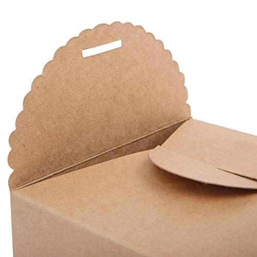 Cajas Cartón Kraft Marrón (50 Piezas) - 12x12x6cm Cajas Regalo Carton con Cinta Raso (5m) para Bodas, Baby Shower, Navidad, Cumpleaños, Despedida de Soltera y Fiestas para Galletas, Joyas, Magdalenas