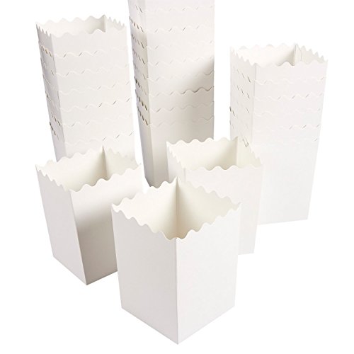 Cajas de regalo de palomitas de maíz (juego de 100) – 473 ml de contenedores de palomitas de maíz – Ideal para fiestas, noches de películas, baby & duchas de novia – (blanco) – 3 x 4 x 3 pulgadas