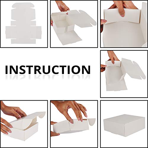 Cajas de Regalo(Pack de 10)- 13cm x 12cm x 5cm, Blanco, Kraft Papel Cajas Regalo - Autoensamblables Caja Presentación para Chocolates, Regalos, Galletas, Joyas, Fiestas y Festivales