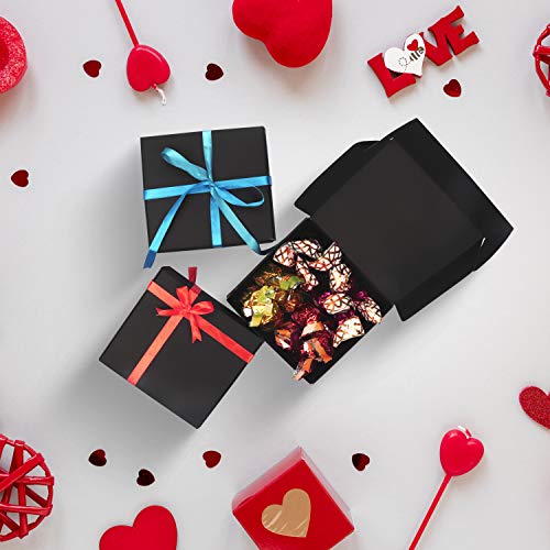 Cajas kraft (Pack de 50) - Cajas Regalo Negras (13x12x5cm) - Kraft Papel Cajas con Tapa - Auto ensamblables Cajas para Fiestas, Bodas, Galletas, Dulces, Joyas, Regalos