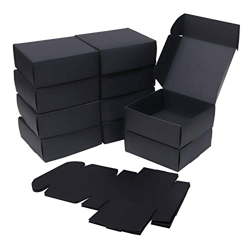 Cajas kraft (Pack de 50) - Cajas Regalo Negras (13x12x5cm) - Kraft Papel Cajas con Tapa - Auto ensamblables Cajas para Fiestas, Bodas, Galletas, Dulces, Joyas, Regalos