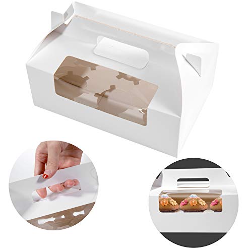 Cajas para Cupcakes, Vordas 12PCS Muffin Cupcake Boxes for 6 Cupcake, Perfecto para Decorar Pasteles y Ilevar Pasteles a Tus Amigos - Blanco