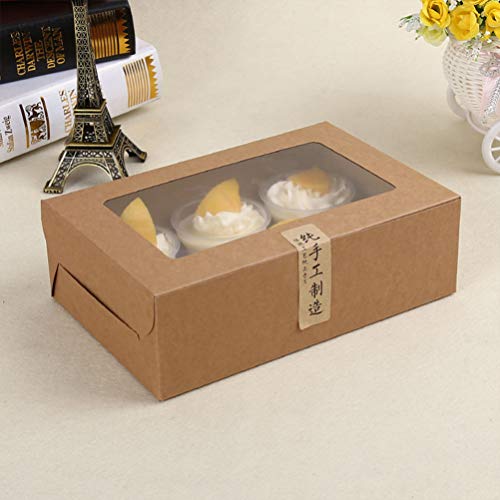 Cajas para magdalenas con 6 agujeros – Cajas para panadería con ventana y agujeros para insertar 6 cajas para magdalenas, 24 x 15,5 x 7,5 cm, paquete de 10
