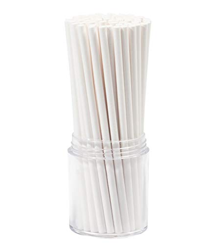Cake Pop Sticks – 300 unidades de 10,16 cm palitos de papel para piruletas, manzanas dulces, chupetes, color blanco