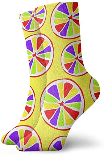 Calcetines cortos de algodón para adulto, de color limón, para hombre, mujer, yoga, senderismo, ciclismo, correr, fútbol, deportes