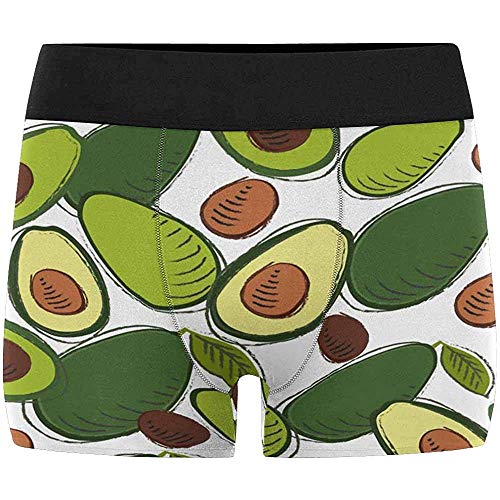 Calzoncillos Boxer con Estampado Integral para Hombres Aguacate Entero, rodajas de Aguacate, Hueso de Aguacate