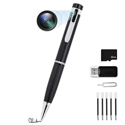 Cámara Espía Pen | Cámara Oculta HD 1080p 32GB Mini Cámara Espia Portátil Grabación En Bucle e Toma de Imágenes Detección de Movimiento Vigilancia de Seguridad para Negocios y Conferencias