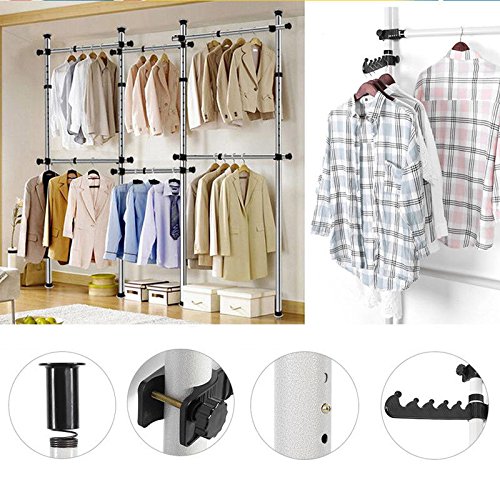 Cámara para ropa perchero estante de pared salón 4 Horizontal Barra