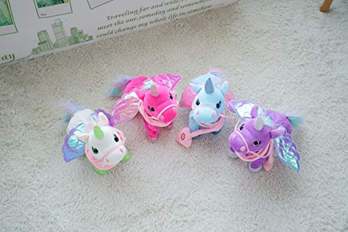 Caminata y Canto eléctrico Unicornio de Peluche de Juguete de Peluche Pegasus Pony Toys 35 cm Música Unicornio de Juguete para niños (Pink)