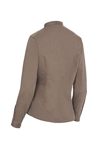 Camisa de Camarera Manga Larga Cuello Mao Mujer. Color Visón Talla 36. Ref: 2255