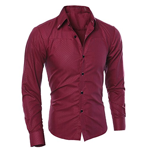 Camisas Hombre,Hombre Moda Impreso Camisas de Manga Larga Slim Tops Blusa Camiseta Slim fit Business Casual Camisas de Vestir Formales