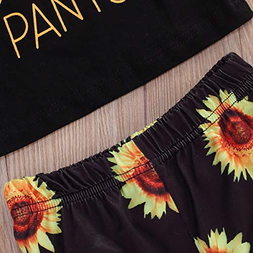 Camiseta de bebé niña Miss Sassy chaleco tops girasol pantalones cortos conjunto de niños ropa de verano traje Negro Negro ( 2-3 Años