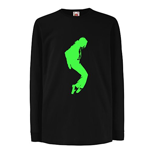 Camisetas de Manga Larga para Niño Me Encanta MJ - Ropa de Club de Fans, Ropa de Concierto (5-6 Years Negro Verde)