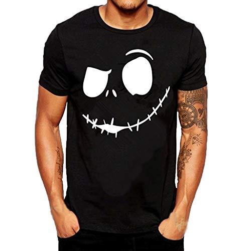 Camisetas Hombre Lanskirt Camisas de Manga Corta con Cuello Redondo y Estampado Smiley Tops de Verano Elegante Polos de BáSica Camiseta para Hombres Diario 3XL