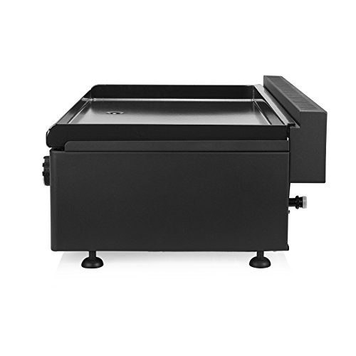 CAMPART TRAVEL ba-8453 Plancha Gas – 3 quemadores – Placa de cocción en Hierro Fundido esmaltado, Negro, 28.000000000000004 X 56.499999999999993 X 78 cm