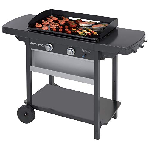 Campingaz Plancha de Gas EXB, Plancha con Carro, 7.5kW de Potencia, Amplia Plancha Portátil, 2 Quemadores de Acero Aluminizado