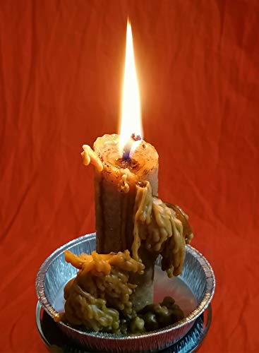 Candle Art Vela San ALEJO Corta y aleja Personas Que Nos perjudican. Color Púrpura y Natural, Cera de Abeja con Plantas, ritualizada