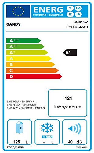 Candy CCTLS 542 WH Nevera pequeña, altura 85 cm, silencioso, 125 L, 40 dBA, blanco