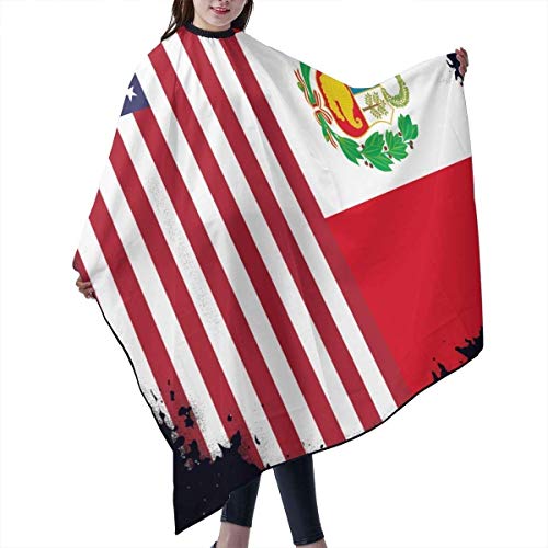 Capa de corte de pelo unisex de la bandera de Perú para hombres y mujeres, estilistas y barberos en casa, barbería o peluquería, corte de pelo, capa de corte de pelo de 55 x 66 pulgadas