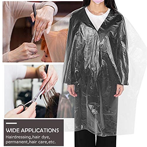Capa Peluquería Profesional Desechable, 100 unidades,Impermeable, Peluquería Con Oreja Gorro, para Peinados, Cortes y Teñidos (120 * 90 cm)