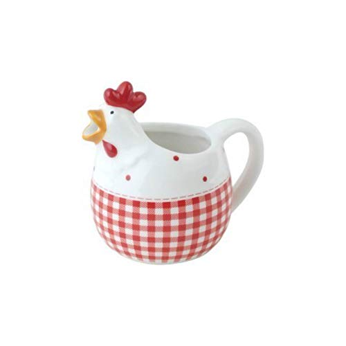 CAPRILO Jarra Decorativa de Cerámica Especial para Leche Gallina. Vajillas y Cuberterias. Menaje de Cocina. Regalos Originales. Decoración para el Hogar.11 x 12 x 8.5 cm.