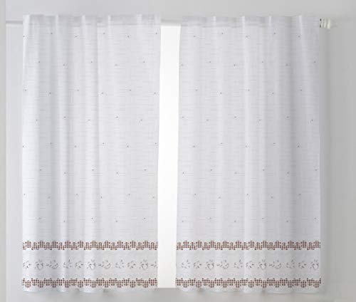 Cardenal Textil Tamara Cortina Cocina Visillo, Tela, Marrón, Pack 2 100 x 140 cm