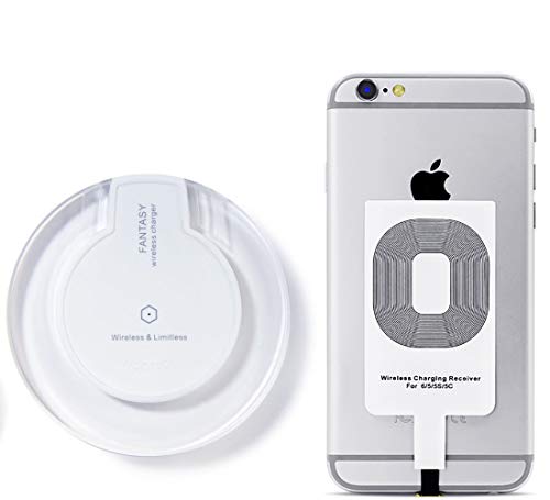 Cargador Inalámbrico + Receptor - Cargador de móvil por inducción para iPhone 7/7 Plus 6s/6s Plus 6/6Plus 5s/5c/5 Galaxy Galaxy S7, S7 Borde Galaxy, Galaxy S6, S6 + Edge Nexus 4/5/6/7 (2013)
